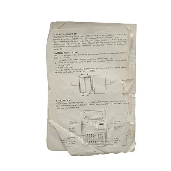 Spell 'N Math Cat. No. 60-1093 Radio Shack Electronic Learning Educational Toy - Picture 8 of 9